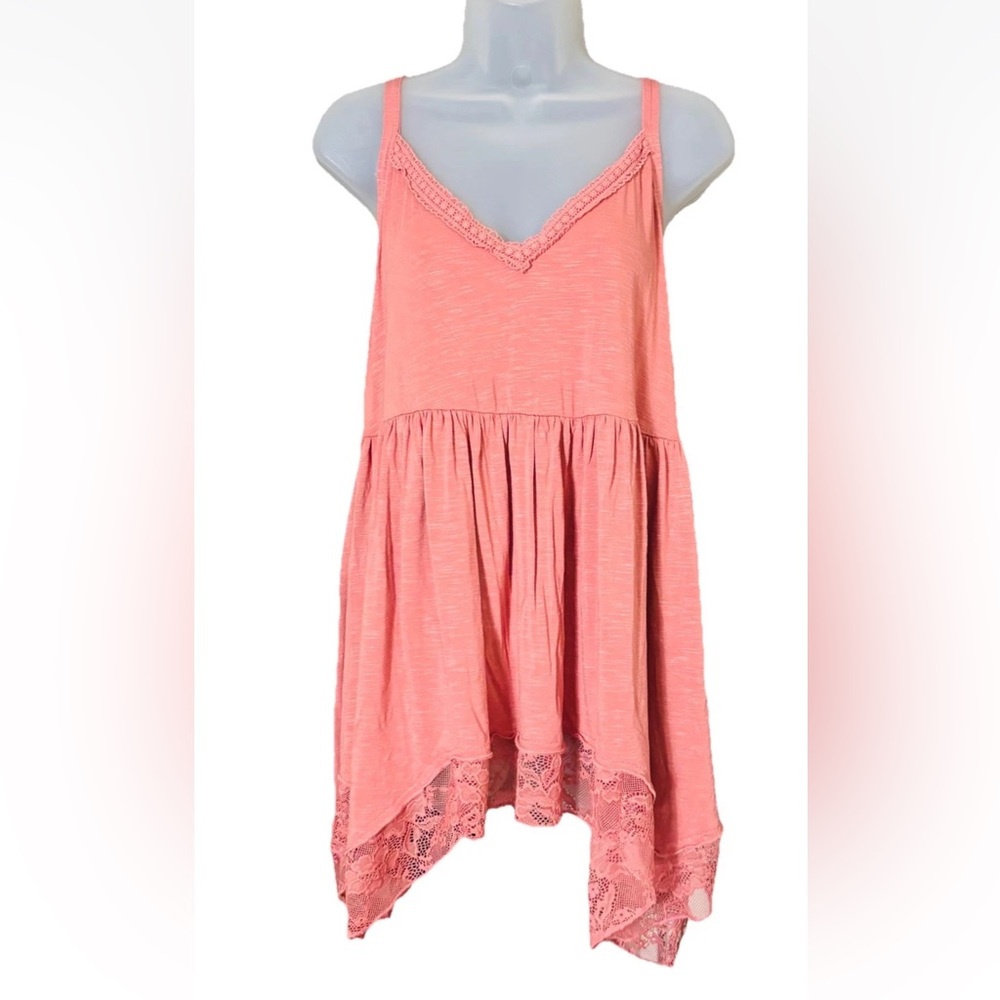 Torrid 1X Super Soft Slub Babydoll Camisole Top Lace Crochet Trim Adjustable